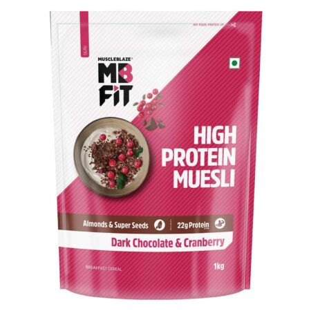 MuscleBlaze High Protein Muesli 1kg • Dark Chocolate & Cranberry